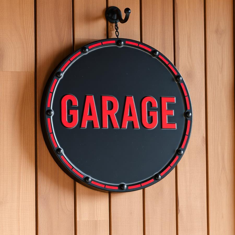 Laser-cut and engraved custom signs hanging on a studio wall